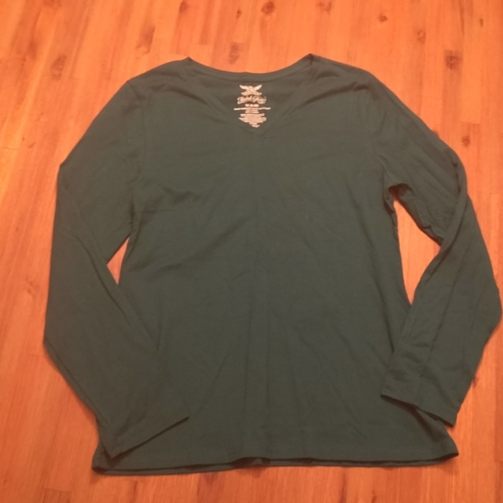 Dark teal long sleeve vneck shirt